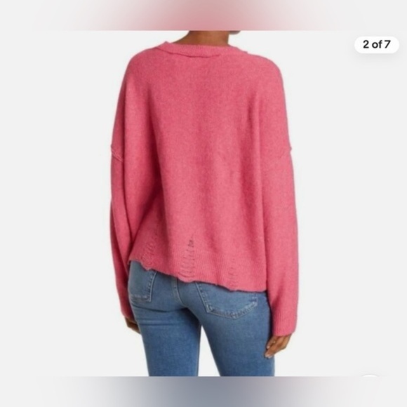 Nordstrom ~Frayed Denim Gwen Distressed Sweater NWT Medium - Picture 3 of 13
